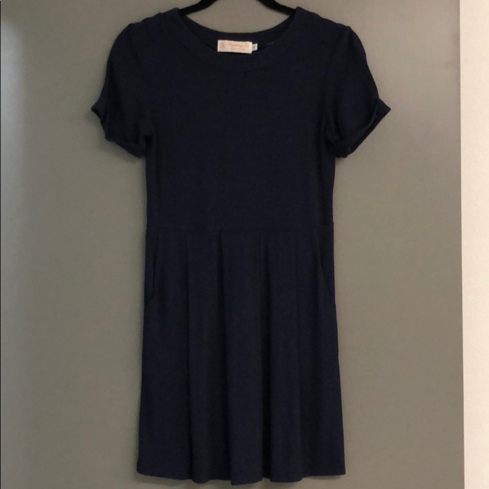 Fighting Eel blue mini dress w sleeve detail